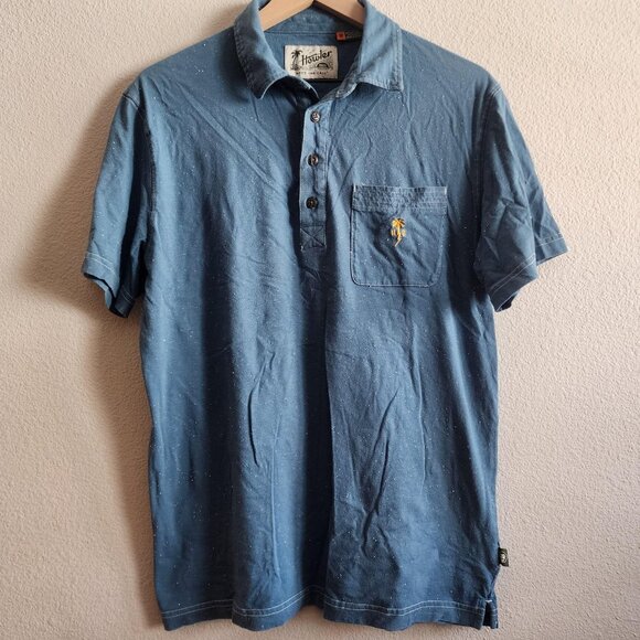 Howler Brothers Shirt Mens Medium Blue Short Sleeve Pocket Polo Heed The Call - Picture 1 of 11